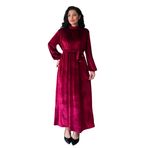 Uzun Kadife Elbise (Bordo, L-XL)