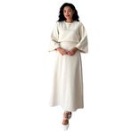 Uzun Kaşe Bluz-Etek Takımı (2li Takım) (Krem, 2XL-3XL)