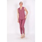 Uzun Klasik Yelek & Boru Paça Pantolon Takım-Rose - 38
