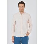 Uzun Kol Desenli Armürlü Düğmeli Yaka Cepsiz Pamuklu Classic Slim Fit Gömlek 1004250205 - Koyu Pembe
