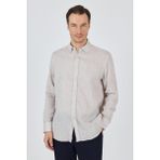 Uzun Kol Düz Keten Düğmeli Yaka Cepsiz Casual Comfort Fit Gömlek 1004250114 - Açık Vizon - XL