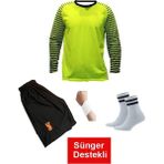 Uzun Kol Kaleci Yeşil Çocuk Forma Çorap+Bileklik Hediye - 7 - 8 Yaş