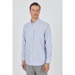 Uzun Kol Kareli Desen Bez Ayağı Düğmeli Yaka Cepli Pamuklu Classic Comfort Fit Gömlek 1004250197 - Lacivert