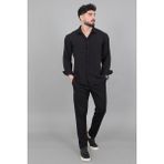 Uzun Kol Keten Gömlek Bld 7040_40368 - XL - Siyah