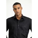 Uzun Kol Non Iron Saten Klasik Pamuklu Gömlek - 3XL - Siyah