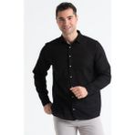 Uzun Kol Poplin Akdeniz Erkek Yazlık Gömlek Siyah Syh - XL