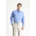 Uzun Kol Regular Fit Non Iron Ütü Gerektirmeyen Pamuklu Gömlek - 6XL - Aqua Mavisi