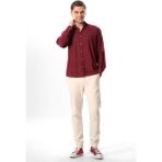 Uzun Kol Şile Bezi Tek Cepli Erkek Yazlık Gömlek Koyu Bordo 3068 - 2XL