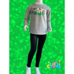 Uzun Kol Simli Iki Iplik Şardonsuz Pamuklu Sweatshirt Kız Çocuk - Gri - 6 - 7 Yaş