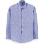Uzun Kol Slim Fit Dar Kesim Desenli Klasik Pamuklu Kolay Ütülenebilir Gömlek - Saks Mavi