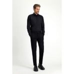 Uzun Kol Slim Fit Dar Kesim Klasik Non Iron Saten Pamuklu Gömlek - Siyah