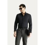 Uzun Kol Slim Fit Dar Kesim Non Iron Ütü Gerektirmeyen Pamuklu Gömlek - 2XL - Siyah