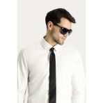 Uzun Kol Slim Fit Dar Kesim Non Iron Ütü Gerektirmeyen Pamuklu Gömlek - 5XL - Beyaz