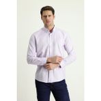 Uzun Kol Slim Fit Dar Kesim Oxford Pamuk Gömlek - XS - Lila