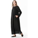 Uzun Kol Vual Tülay Nervürlü Yazlık Ferace Siyah Syh - 2XL - 3XL