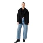 Uzun Kollu Cepli Düğmeli Kaşe Oversize Kaban