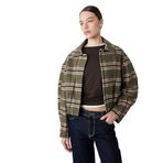 Uzun Kollu Cepli Fermuarlı Crop Ekose Bomber Ceket