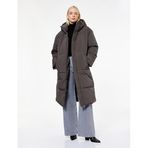 Uzun Kollu Cepli Kapüşonlu Anorak Su İtici Uzun Oversize Şişme Mont
