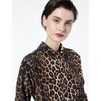 Uzun Kollu Dik Yaka Leopar Desenli Bluz