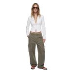 Uzun Kollu Fermuarlı Slim Fit Crop Gömlek