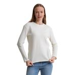 Uzun Kollu Fitilli Basic Kadın Sweatshirt BEYAZ M