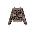 Uzun Kollu Geniş Yuvarlak Yaka Leopar Desenli Oversize Triko Kazak