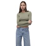 Uzun Kollu Haki Crop Basic Tişört Crop/Kısa Kesim 1612822-71818 Yeşil-71818 M
