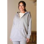Uzun Kollu Kapüşonlu Gri Kadın Sweatshirt 3055-2K5