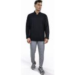 Uzun Kollu Kare Desenli Şef Gömlek Aşçı Kıyafeti Chef Aşçı Forması - Siyah - 2XL