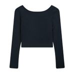 Uzun Kollu Kayık Yaka Crop Antrasit Sweatshırt