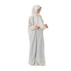 Uzun Kollu Maxi Abaya Elbise, Başörtüsü ile Birlikte, İşlemeli Detaylı, Rahat Kesim namaz elbisesi (krem, 2)