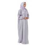 Uzun Kollu Maxi Abaya Elbise, Başörtüsü ile Birlikte, İşlemeli Detaylı, Rahat Kesim namaz elbisesi (LİLA, 1)