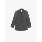 Uzun Kollu Viskon Karışımlı Kruvaze Yaka Oversize Blazer Ceket