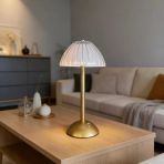 Uzun Mantar Çizgili Model Led Masa Lambası – Dokunmatik, 3 Renk Işık Modlu, Şarjlı Dekoratif Gece Lambası Go53/1395
