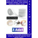 Uzun Ömürlü Su Nem Küf Dayanıklı Mutfak Lavabo Pencere Kenar Yalıtım Bandı 2.5 Cm X 3.2 Metre 3 Adet