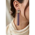 UZUN SAÇAKLI TAŞLI MODERN KÜPE 10 CM.
