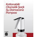 Uzun Şarj Süreli Su Pompası | Tek Tuşla Başlat/Durdur | Cam Damacana Uyumlu | Enerji Tasarruflu 4W Güç