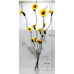Uzun Şeffaf 40cm Cam Vazo 160cm Siyah Dal Sarı Ayçiçeği Gündoğdu