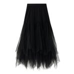 Uzun tül etek, kadın tütü etek, Rockabilly bale mini etek, iç etek, vintage kostüm, 50'li yıllar, karnaval partisi, kostümlü oyun, karnaval kostümü, balon, dans eteği, parti elbisesi, Siyah, Tek Beden