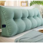 Uzun Yatak Başlığı Yastığı, Yatak/Kanepe Üçgen Yastık, Yatak/Kanepe Büyük Arkalık Dinlenme Okuma Yastığı, Cepli ve Makinede Yıkanabilir Kılıflı Daybed Minderi (Tavus kuşu mavisi, 100 cm/39,3 inç