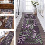 Uzun Yıkanabilir Mutfak Paspası Kaymaz 3D Yolluk Halı Modern Koridor için 80 x 180 cm Mor ve Yeşil Oturma Odası, Çocuk Odası ve Giriş Yolu İç Mekan Paspası için Mükemmel.