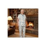 Uzunlar Tekstil Kadın Desenli Biye Yakalı Kısa Kol Alt Uzun Anne Yazlık Pijama Takımı