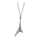 V Elektro Gitar Metal Kolye – 60 Cm Zincir – Unisex Müzik Temalı Takı