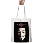 V For Vendetta Film Maske Iki Tarafı Kalıcı Baskılı Yıkanabilir Okul Plaj Omuz Bez Çantası