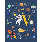 V: Lettera V Iniziale Nome Quaderno a righe Spazio astronauta Composizione per Ragazzi Bambini Compleanno-per Scrivere Scuola-100 Flogli
