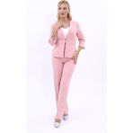 V Yaka Boydan Kuplu Kısa Ceket & Bol Paça Pantolon-Pudra - 46