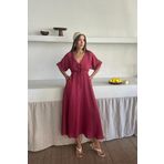 V YAKA DÖKÜMLÜ ELBİSE - Pembe