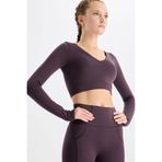 V Yaka Ekstra Soft Crop Top (İTALYAN ERİĞİ, S)