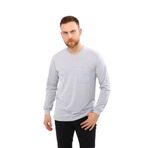 V Yaka Gri Uzun Kollu Sweatshirt Süprem İş Tişörtü GRİ-2XL