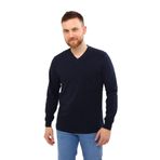 V Yaka Lacivert Uzun Kollu Sweatshirt Süprem Iş Tişörtü Cepli LACİVERT-L